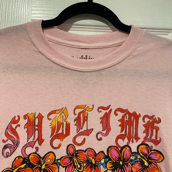 NWOT Sublime Size L Pink Short Sleeve Crew Neck Tee Shirt Endless Petals Sun - Picture 5 of 10